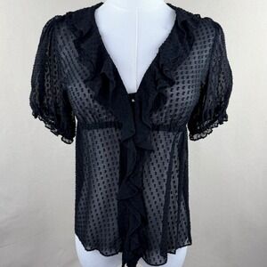 Anthropologie Odille Y2K Silk Whimsigoth Blouse Fairy Grunge Sheer Top 4 Small